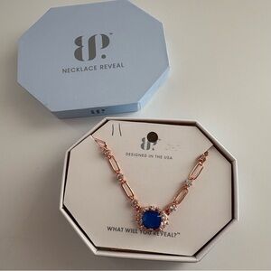 Bomb Party Back on The Chain Necklace NK96130 Ocean Blue Quartz Rose Gold Platin